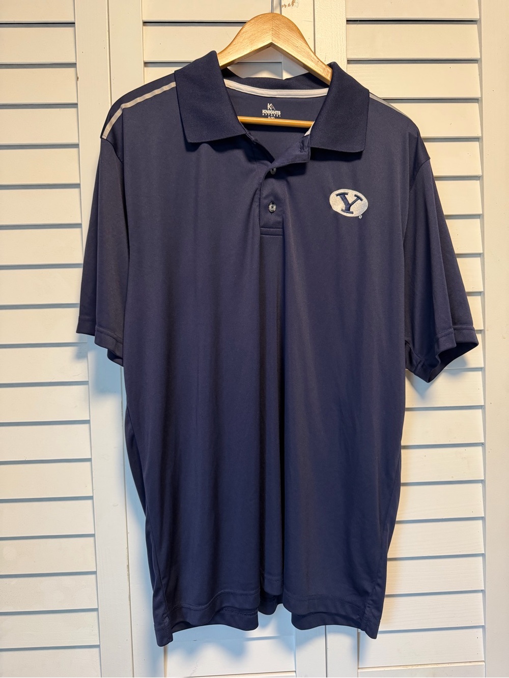 Knights Apparel Navy Golf Polo with Silver BYU Logo Sz XL 46/48